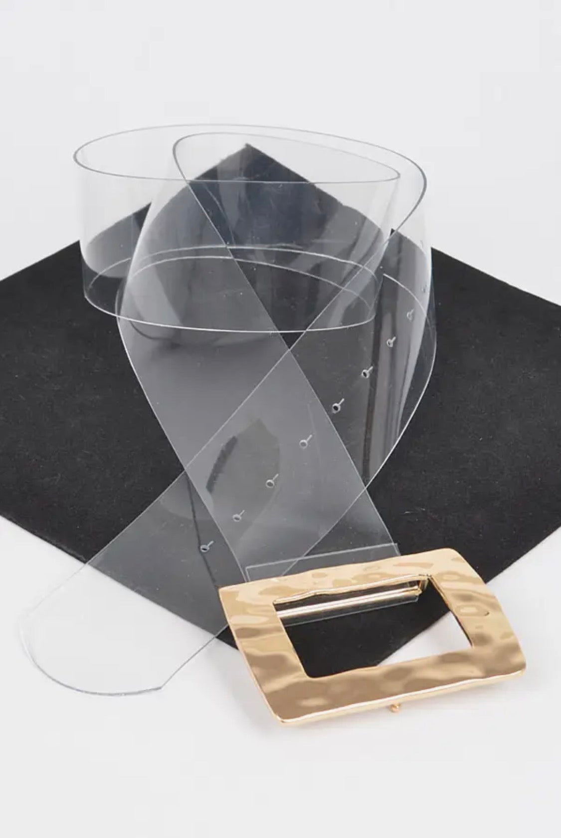 Rectangle Metal Buckle Clear Belt