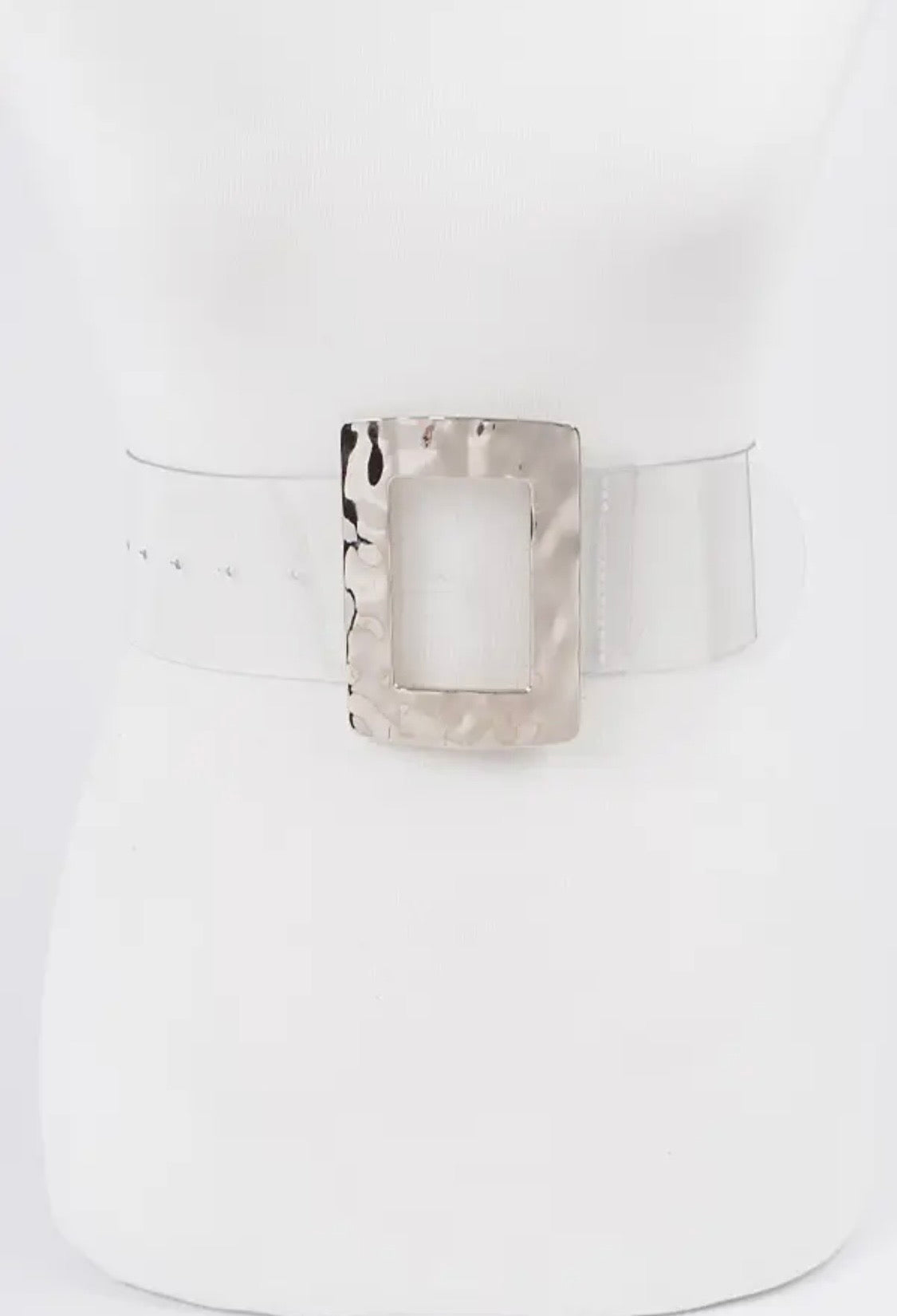 Rectangle Metal Buckle Clear Belt