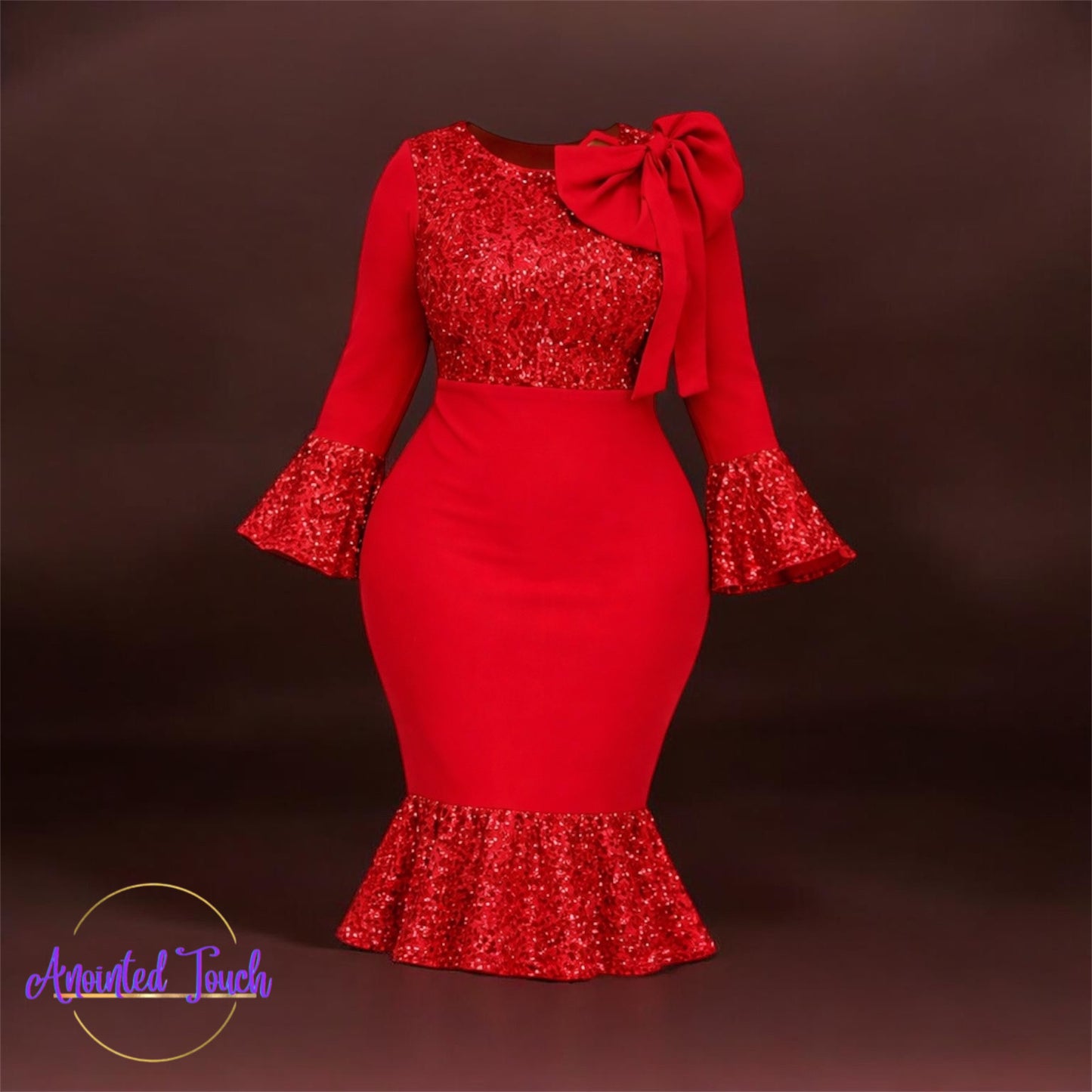 Sequin Bow Midi Dress