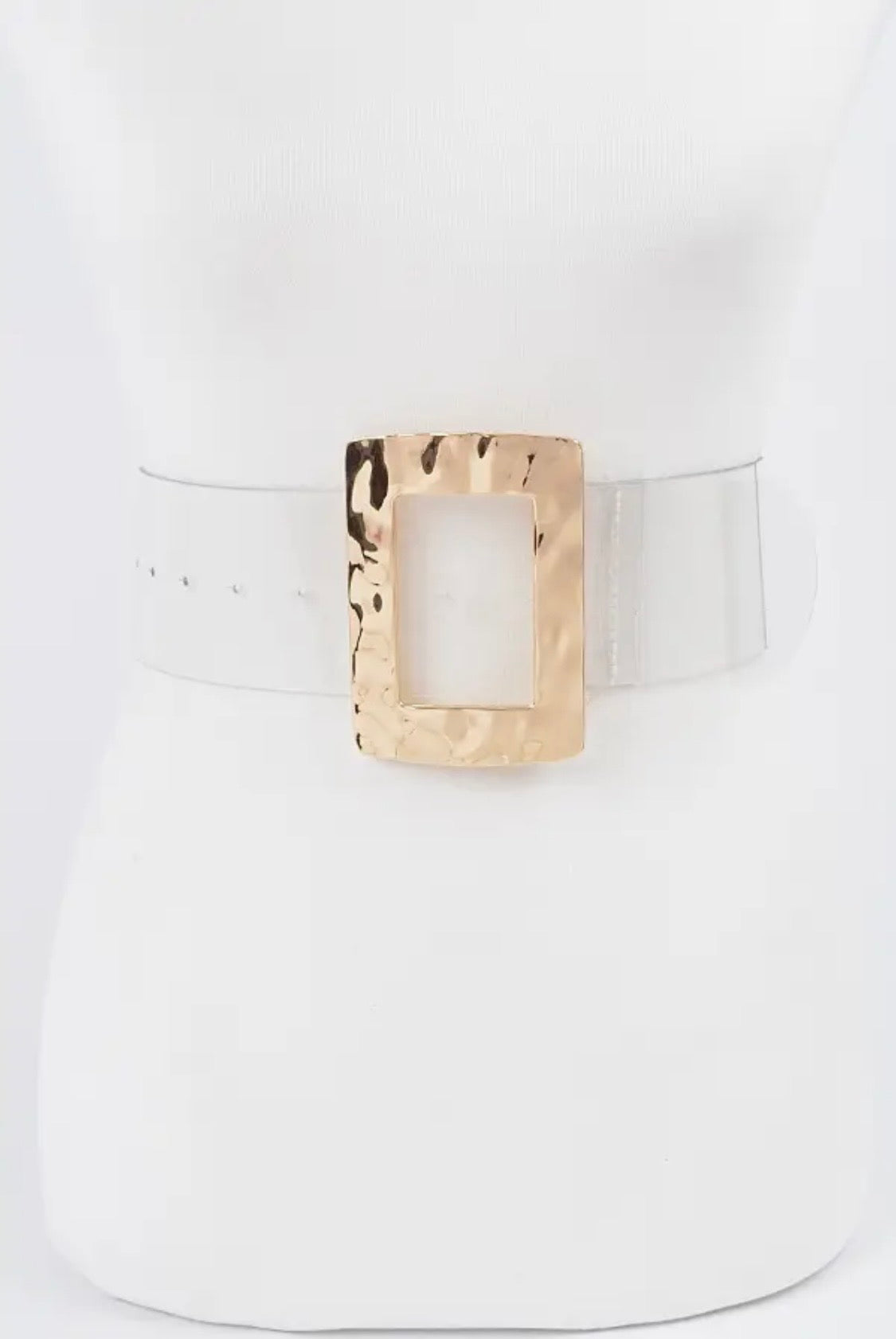 Rectangle Metal Buckle Clear Belt